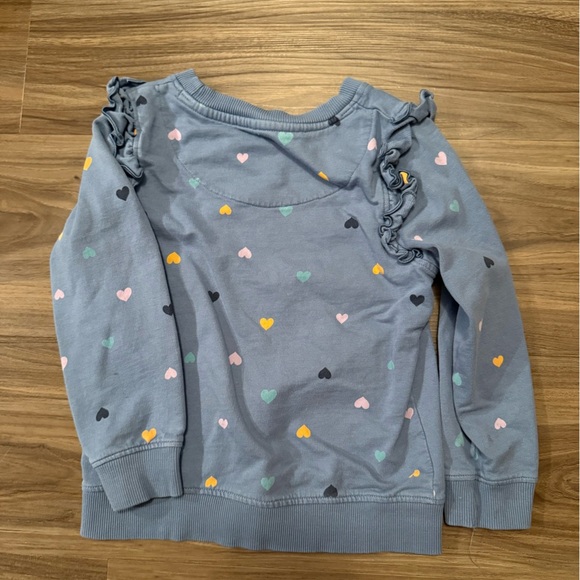 Ruffle Butts Girls Blue Heart Ruffle Sweatshirt size 5 - Picture 2 of 5